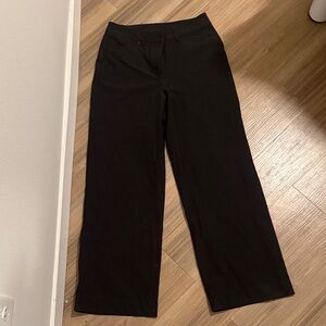 Lululemon Buttoned Zip Mid Rise Black Wide-Leg Trousers Business Casual